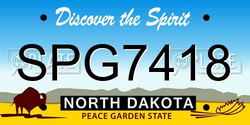 SPG7418 North Dakota License Plate