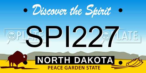 SPI227 North Dakota License Plate