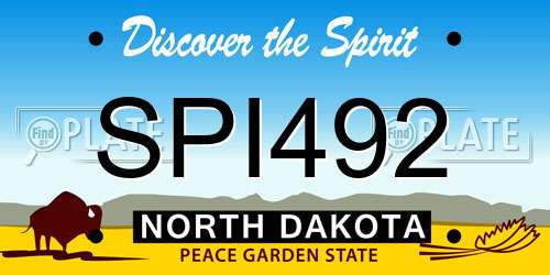 SPI492 North Dakota License Plate