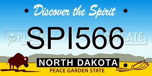 SPI566 North Dakota License Plate