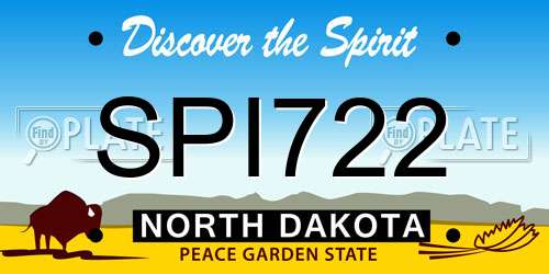 SPI722 North Dakota License Plate