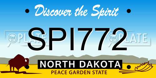 SPI772 North Dakota License Plate