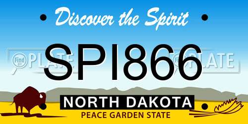 SPI866 North Dakota License Plate