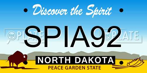 SPIA92 North Dakota License Plate