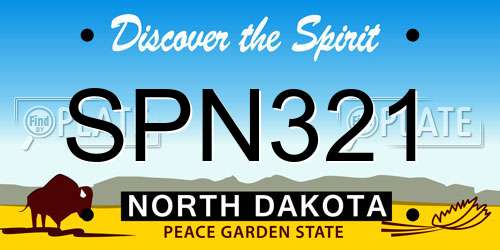 SPN321 North Dakota License Plate