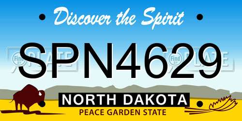 SPN4629 North Dakota License Plate