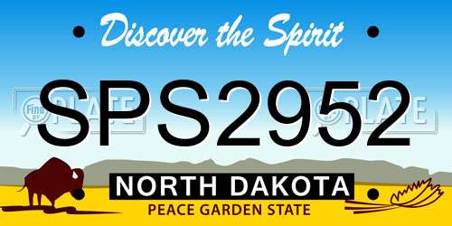 SPS2952 North Dakota License Plate