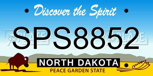 SPS8852 North Dakota License Plate