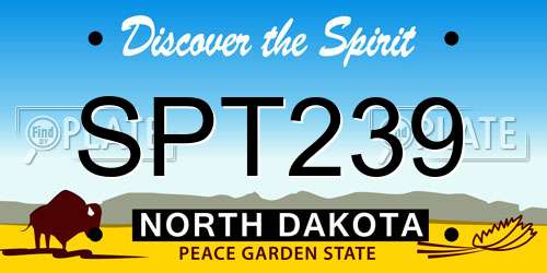 SPT239 North Dakota License Plate