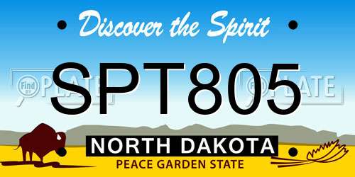 SPT805 North Dakota License Plate