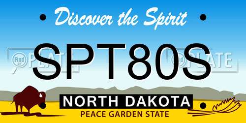 SPT80S North Dakota License Plate