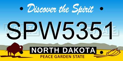 SPW5351 North Dakota License Plate