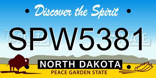 SPW5381 North Dakota License Plate