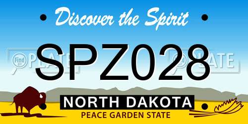 SPZ028 North Dakota License Plate