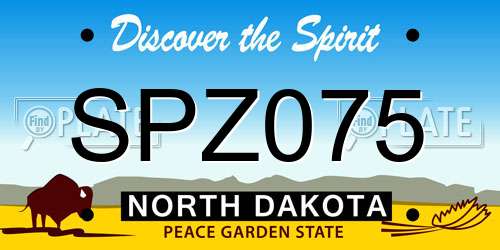 SPZ075 North Dakota License Plate