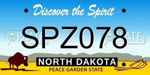 SPZ078 North Dakota License Plate