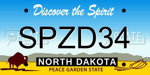 SPZD34 North Dakota License Plate