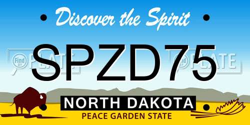 SPZD75 North Dakota License Plate