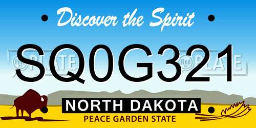 SQ0G321 North Dakota License Plate