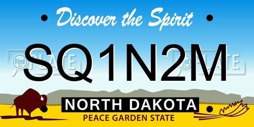 SQ1N2M North Dakota License Plate