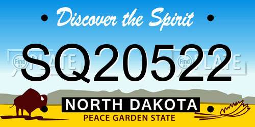 SQ20522 North Dakota License Plate