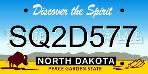 SQ2D577 North Dakota License Plate