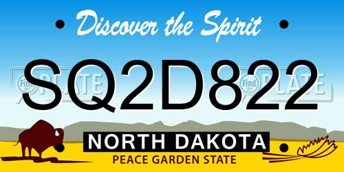 SQ2D822 North Dakota License Plate