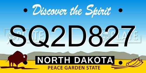 SQ2D827 North Dakota License Plate