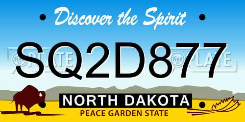 SQ2D877 North Dakota License Plate