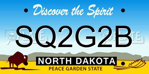 SQ2G2B North Dakota License Plate