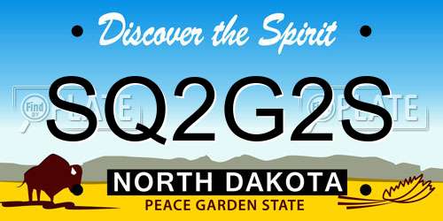 SQ2G2S North Dakota License Plate