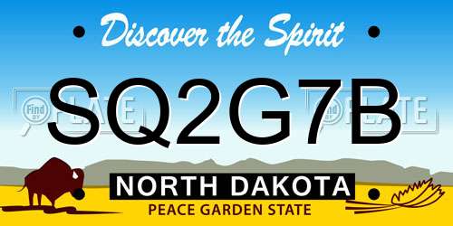 SQ2G7B North Dakota License Plate