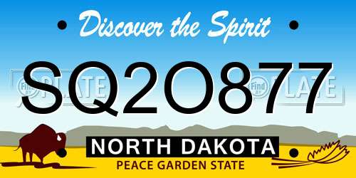 SQ2O877 North Dakota License Plate