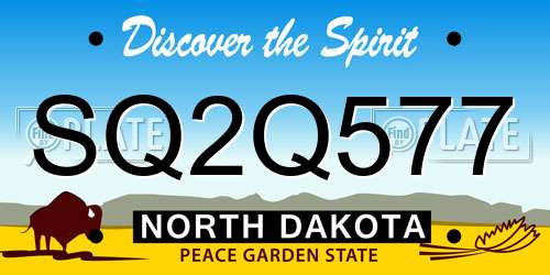 SQ2Q577 North Dakota License Plate
