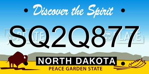 SQ2Q877 North Dakota License Plate