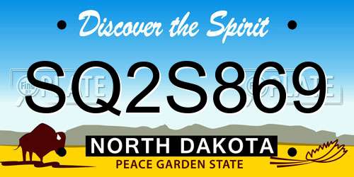 SQ2S869 North Dakota License Plate