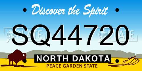 SQ44720 North Dakota License Plate