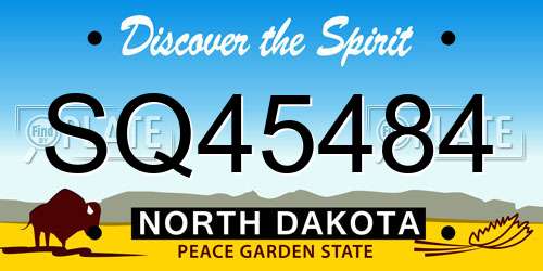 SQ45484 North Dakota License Plate
