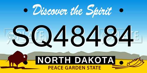 SQ48484 North Dakota License Plate