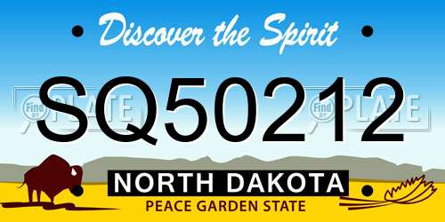 SQ50212 North Dakota License Plate