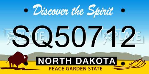 SQ50712 North Dakota License Plate