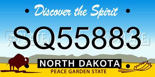 SQ55883 North Dakota License Plate