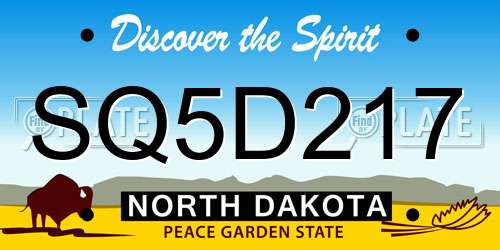 SQ5D217 North Dakota License Plate