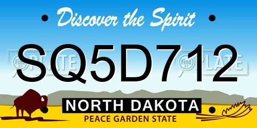 SQ5D712 North Dakota License Plate