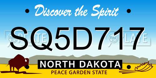 SQ5D717 North Dakota License Plate
