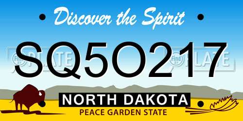 SQ5O217 North Dakota License Plate