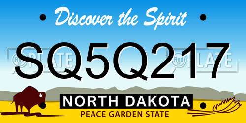 SQ5Q217 North Dakota License Plate