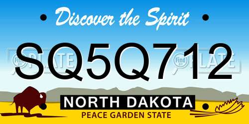 SQ5Q712 North Dakota License Plate