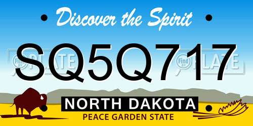 SQ5Q717 North Dakota License Plate