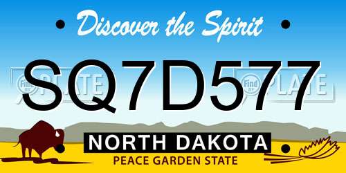 SQ7D577 North Dakota License Plate